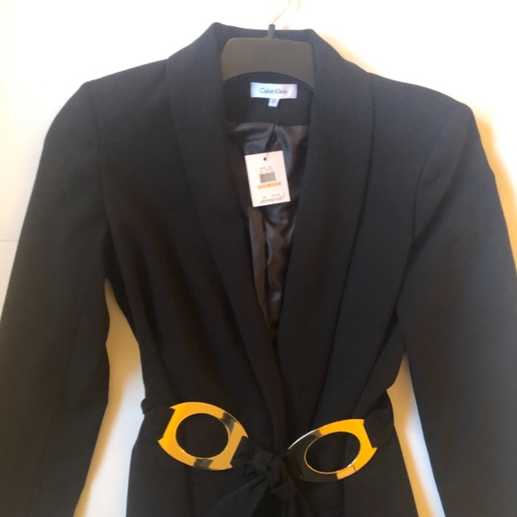 New With Tags, Calvin Klein Belted Blazer, Black - Picture 6 of 14